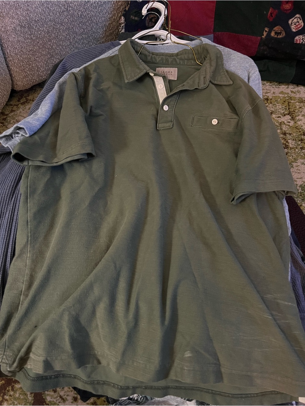 Men's Olive Green Polo with Chest Pocket jachs New York large